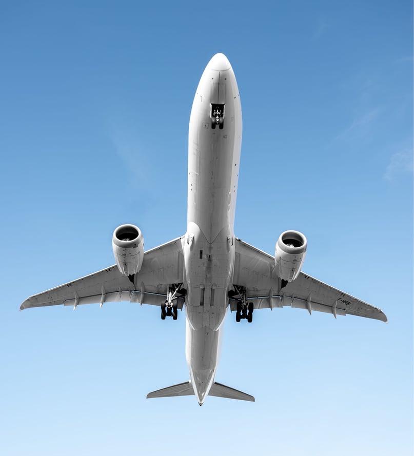 Commercial aircraft in flight
