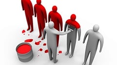 Men aligned being painted in red by another man.jpg