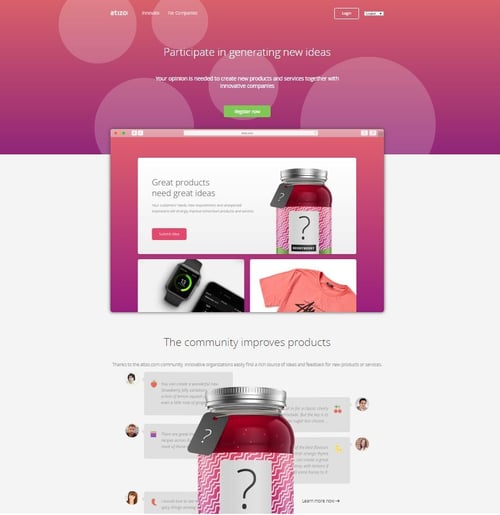 Screenshot of the Atizo's innovation platform Screenshot of the Atizo's innovation platform