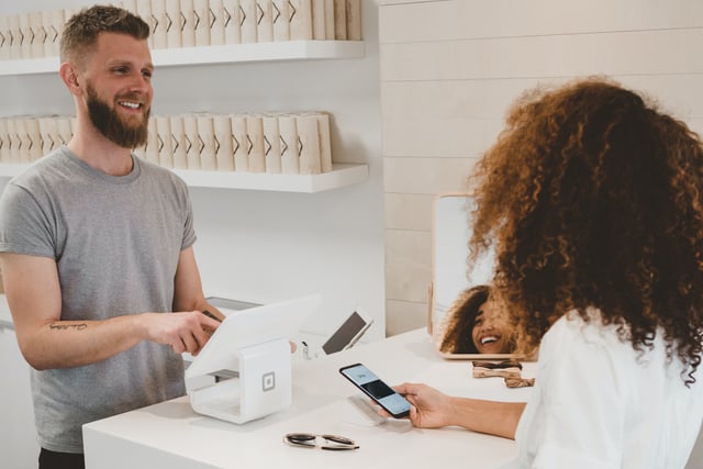 customer at the cash desk