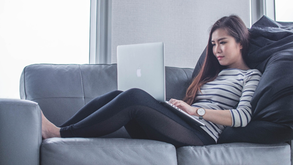 a woman working from home